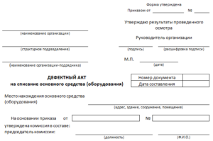 Акт дефектовки оборудования образец бланк
