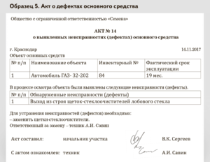 Акт дефектовки образец бланк