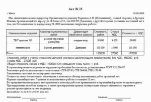Акт на ремонтные работы образец
