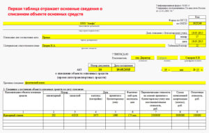 Акт на списание зданий и сооружений образец