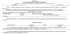 Акт налоговой проверки образец бланк
