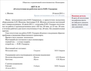 Акт о невыходе на работу образец бланк