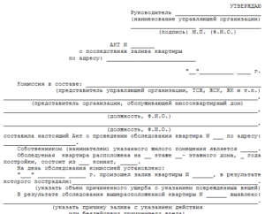 Акт о повреждении имущества образец