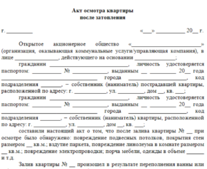 Акт о повреждении имущества образец