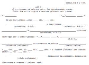 Акт о прогуле образец