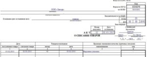 Акт о списании спортивного питания товаров форма торг 16 образец заполнения