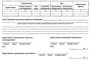 Акт о выявленных дефектах оборудования образец бланк