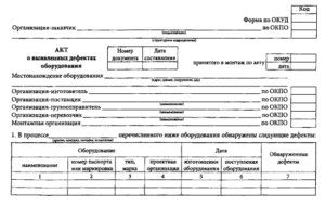 Акт о выявленных недостатках образец бланк