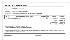Акт об оказании услуг