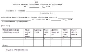 Акт оценки образец бланк