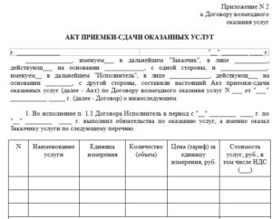 Акт приемки-сдачи выполненных работ образец бланк