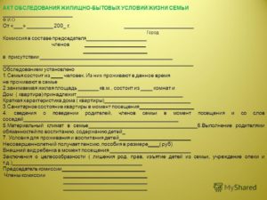 Акт проверки жилищных условий образец бланк
