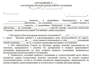 Акт расторжения договора аренды образец бланк