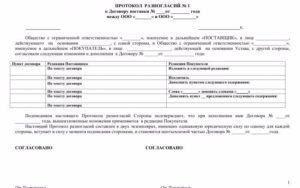 Акт разногласий образец бланк