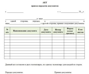 Акт сдачи документов в архив