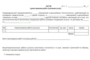 Акт сдачи-приемки оказанных услуг образец бланк