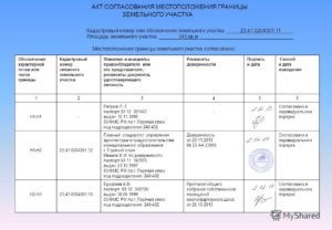 Акт согласования границ образец бланк