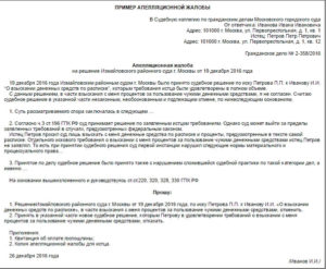 Апелляционная жалоба на решение мирового суда образец бланк