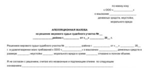 Апелляционная жалоба по алиментам в твердой денежной сумме образец
