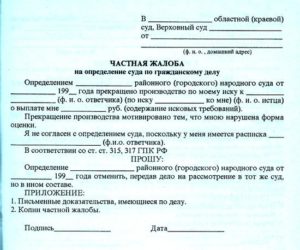 Частная жалоба ГПК РФ