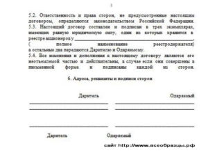 Договор дарения акций образец бланк