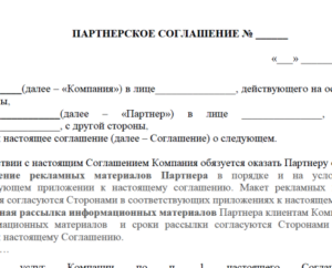 Договор о партнерстве образец бланк