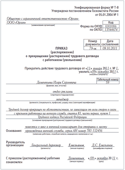 Документы при призыве в армию