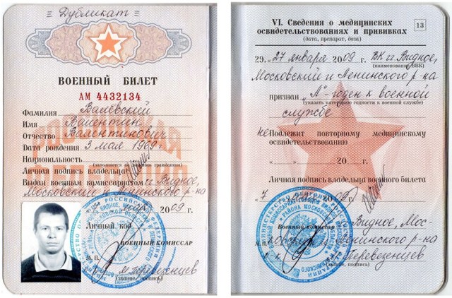 Документы при призыве в армию