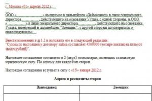 Дополнительное соглашение к договору займа образец бланк