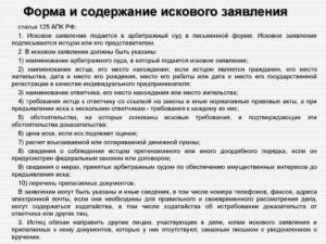 Форма и содержание искового заявления