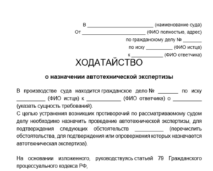 Ходатайство о назначении судебно-медицинской экспертизы образец