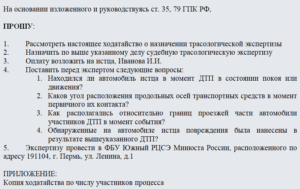 Ходатайство о назначении судебно-медицинской экспертизы образец