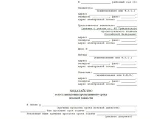 Ходатайство о восстановлении срока отмены судебного приказа с возражением