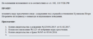 Ходатайство об изменении меры пресечения образец бланк