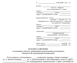 Иск юр лица к физ лицу в городской суд образец