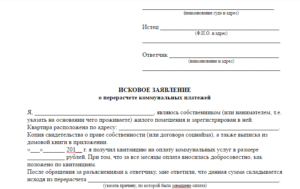 Иск о взыскании задолженности за жилищно коммунальные услуги