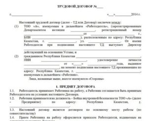 Как Должен Выглядеть Трудовой Договор