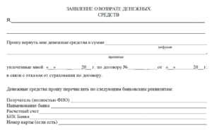 Как написать заявление о возврате денег за услугу
