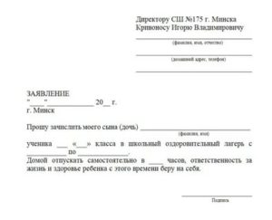 Как Написать Заявление в Лагерь в Школу