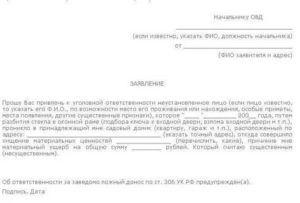 Как написать заявление в полицию от организации образец