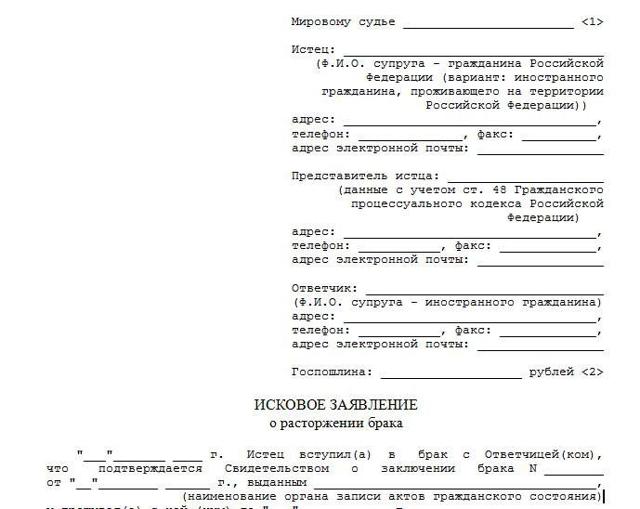 Как оформить исковое заявление о расторжении брака