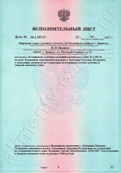Как оформляется и в каком порядке оплачивается исполнительный лист по алиментам