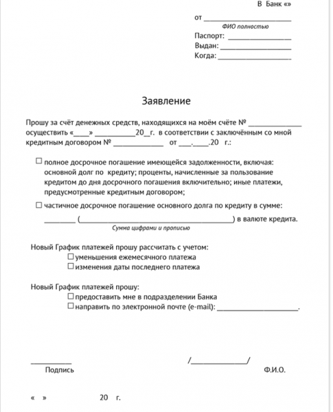 Как погасить досрочно кредит в почта банке