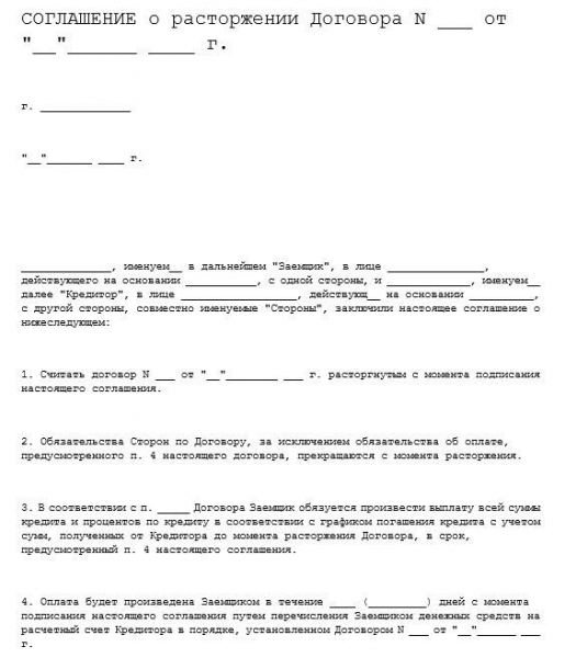 Как расторгнуть кредитный договор с банком