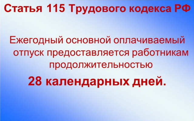 Как считать 28 дней отпуска &mdash; календарными или рабочими?