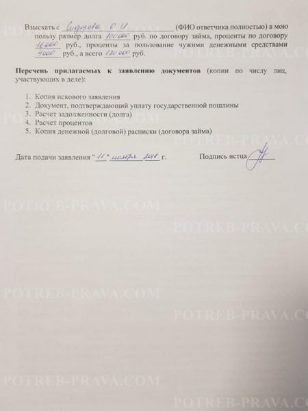 Как составить исковое заявление о взыскании задолженности