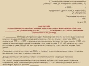 Как составить возражение на апелляционную жалобу образец по уголовному делу