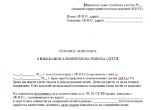 Как составить заявление на алименты если брак не зарегистрирован