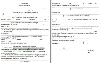 Как составить завещание на долю в квартире?