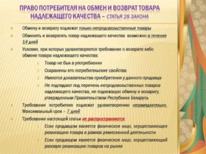 Как вернуть продукты питания надлежащего качества закон